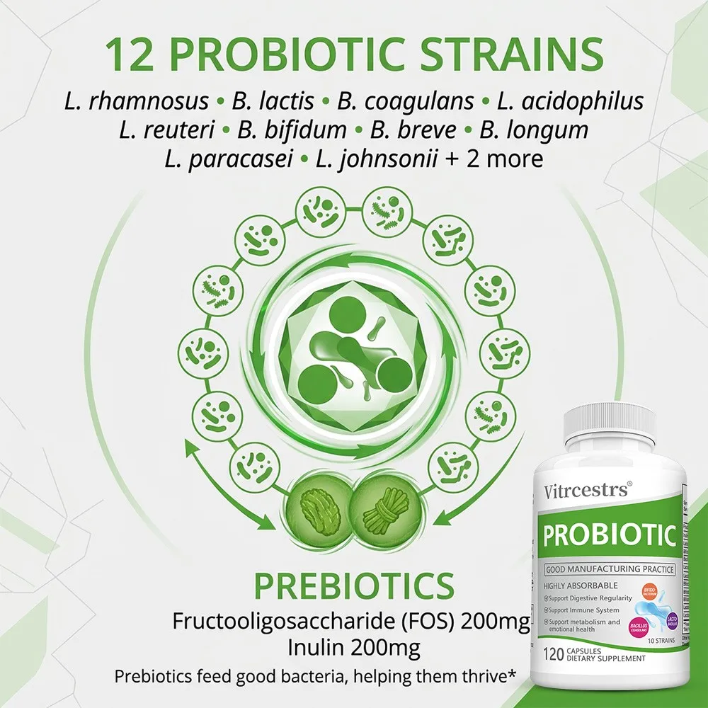 Probiotic 10 Strains with Bifidobacterium, Lactobacillus, Bacillus Coagulans - Digestive Regularity, Immune Support, Metabolism