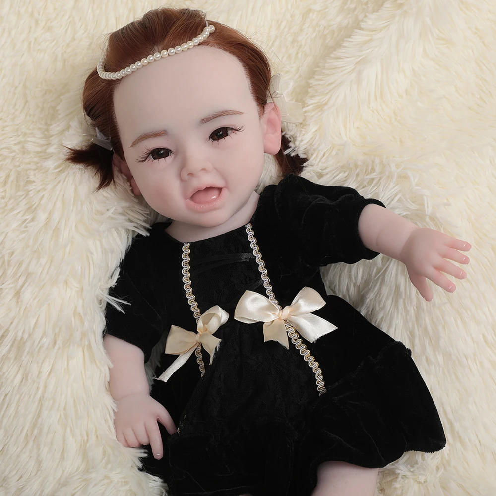 Herpinker 45cm 2.7kg 100% Silicone Reborn Baby Doll Realistic Unpainted Girl Dolls with Eyes Baby DIY Blank Children Toys