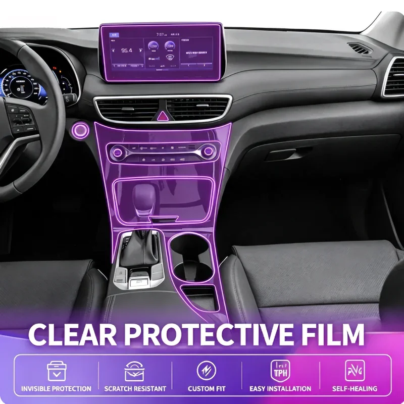 For 2020 Hyundai Tucson, Special Transparent Center Console Gear Shift Panel Interior Protective Film, Auto Modification