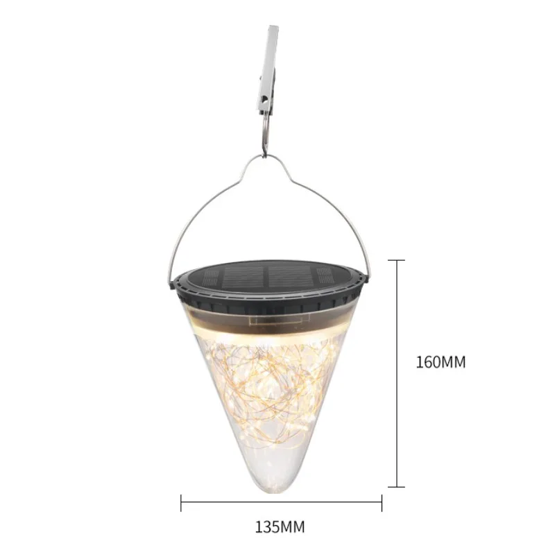 New Solar Bottle Lamp Clamp Hanging Lamp Outdoor Waterproof Balcony Terrace Garden Tree Light String Chandelier Glass Crack Lamp