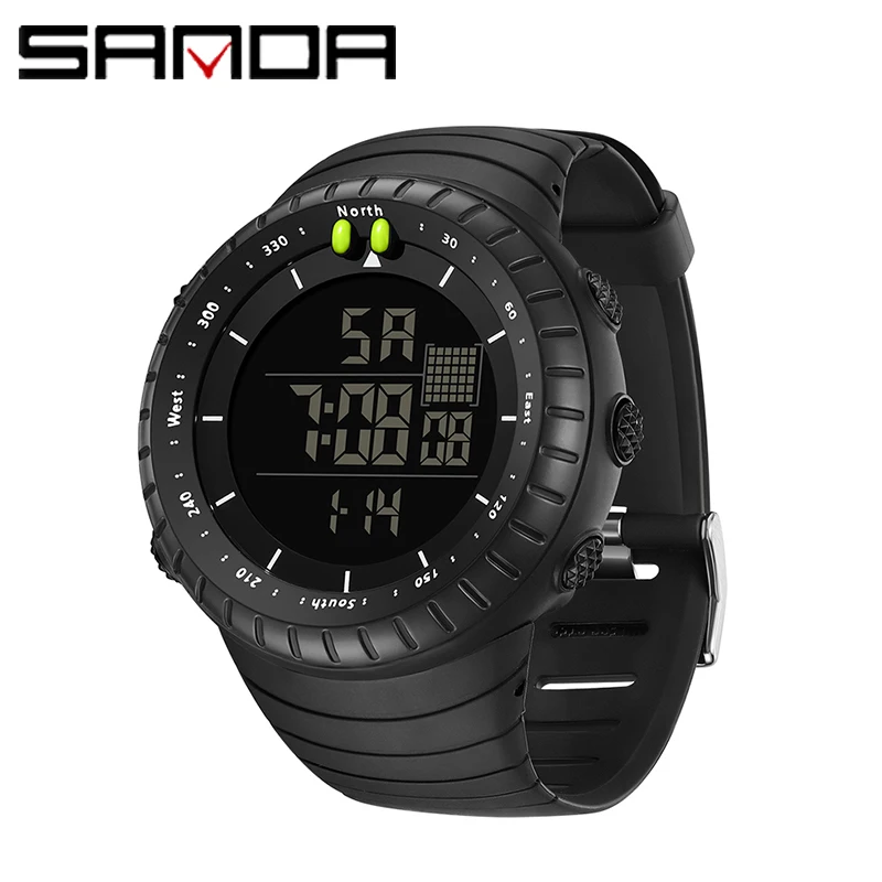 

SANDA Brand Mens Watch Military 50M Water resistant Sport watch Countdown LED Digital wrist Stopwatches relogio masculino