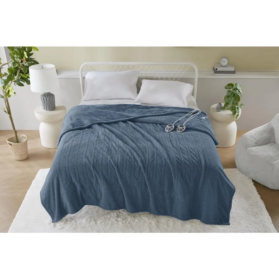 

Heated Blanket Electric King Size Blanket Soft Warm Fuzzy Heating Blanket King for Office Couch 1-12 hr Auto Shut Off Timer 10