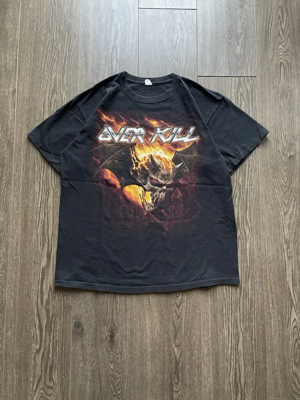 Vintage Y2K Over Kill 2003 Black T Shirt Size Large Metal Band Tee
