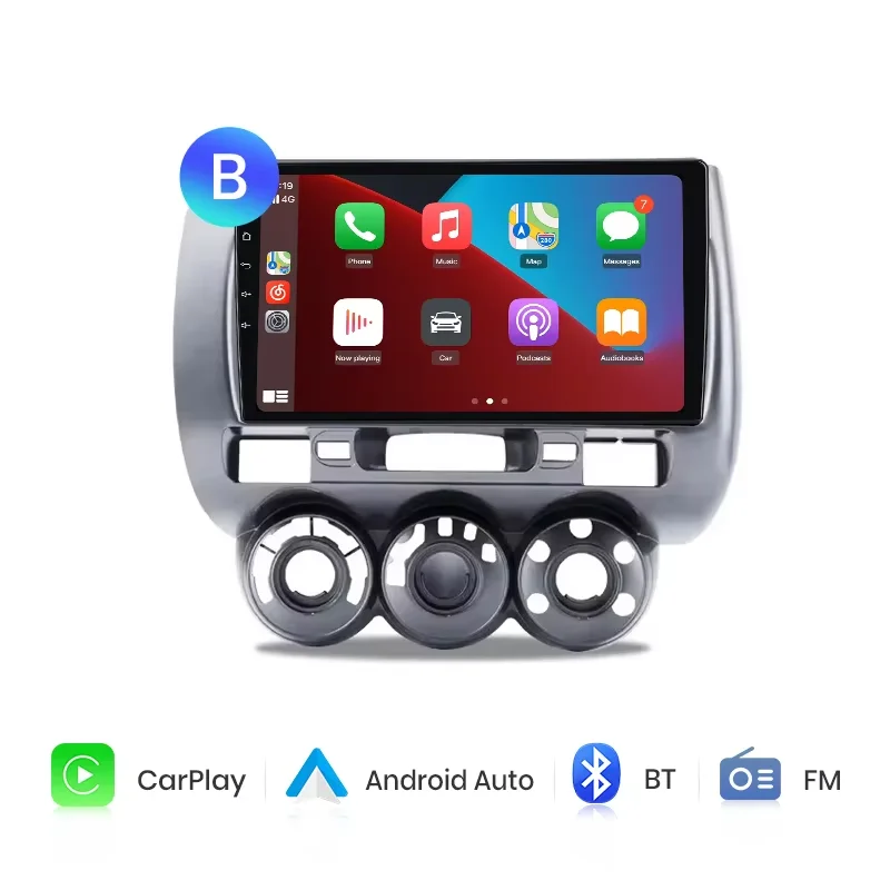 Junsun Draadloze Carplay Auto Radio Voor Honda Fit Jazz Stad 2002 2003 2004 2005 2006 2007 Android Autoradio Head Unit Rds 4G Wifi