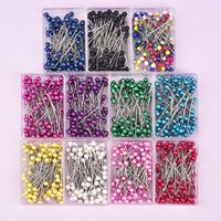 100Pcs/Box 38cm Colorful Round Pearl Head Needles Stitch Straight Push Sewing Pins For Dressmaking DIY Sewing Tools Positioning