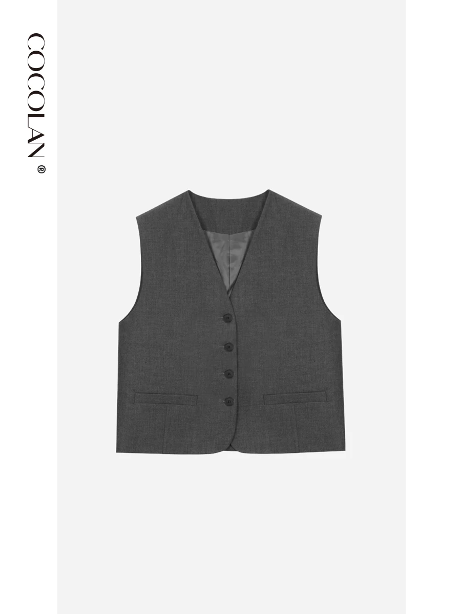 

Женский шерстяной жилет Wior для осеннего сезона, тонкий, с V-образным вырезом, на одной пуговице, однотонный, LAN