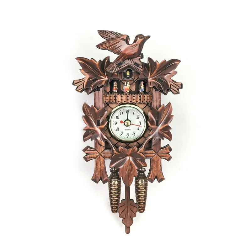 

Wall clock cuckoo cooing alarm Nordic retro wooden living room battery electronics
