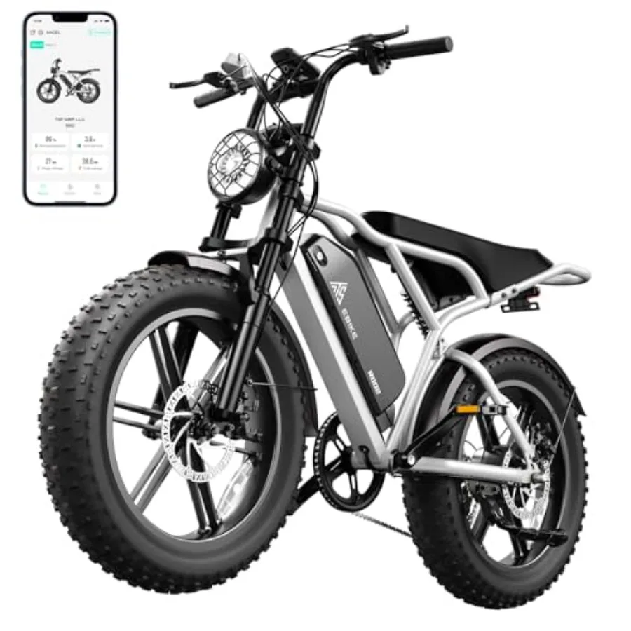 Bicicleta eléctrica todoterreno para adultos, cuadro de aleación de aluminio, acabado negro mate, motor de 1500W de potencia máxima con autonomía de 60/110 millas y certificación UL