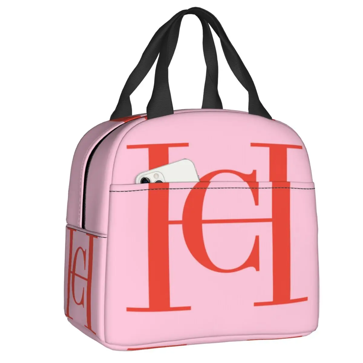 Bolsa de almuerzo con aislamiento térmico con estampado personalizado de Carolina Herreraes, bolsa de almuerzo portátil para la escuela, caja de comida multifunción