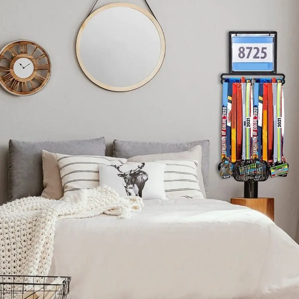 

Железная настенная вешалка для медалей Декоративная стойка для спортивных медалей в американском стиле с подставкой для сумок из ПВХ