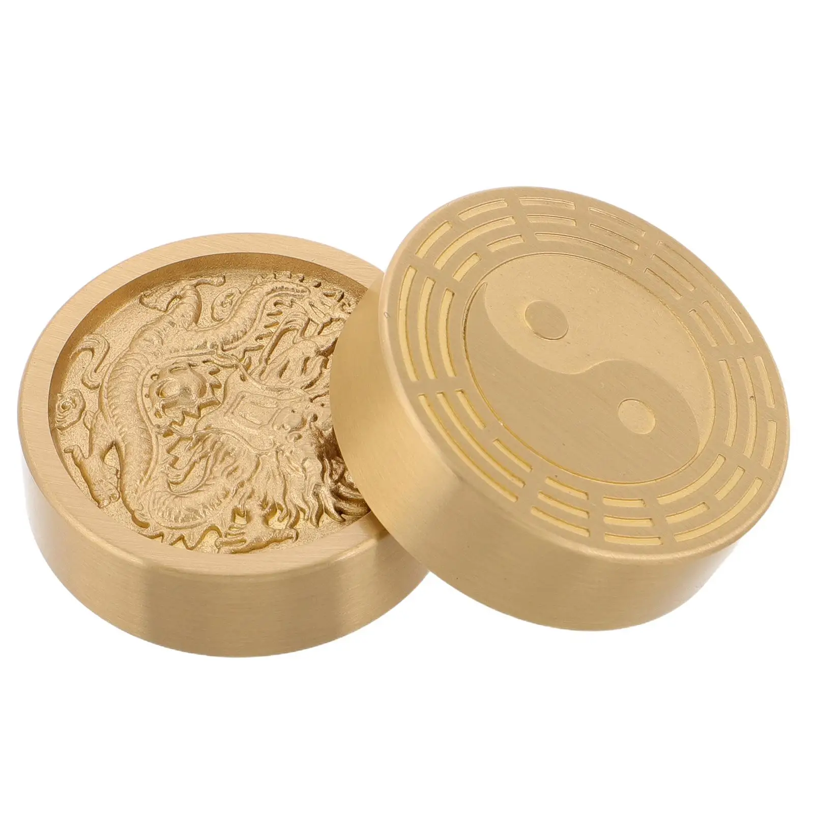 

2 Pcs Brass Paperweight Chinese Calligraphy and Painting Decorative Block Office