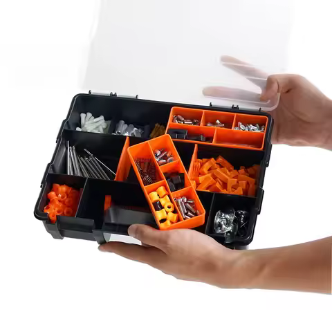 Multi-Grid Portable Plastic Toolbox Combination Screw Storage Box for Metal Parts Hardware Screwdriver Repair Tools