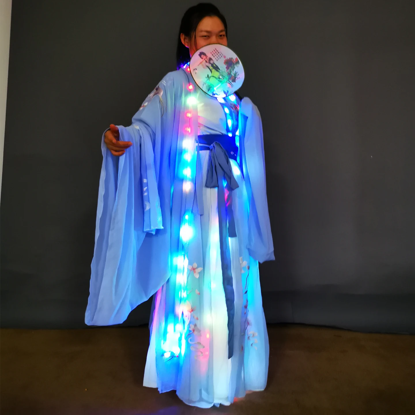 

Led Light Stage Props New Opera Costume Yellow Plum Flower Performance Seven Fairies Costumes Long Sve Long Pants Youth