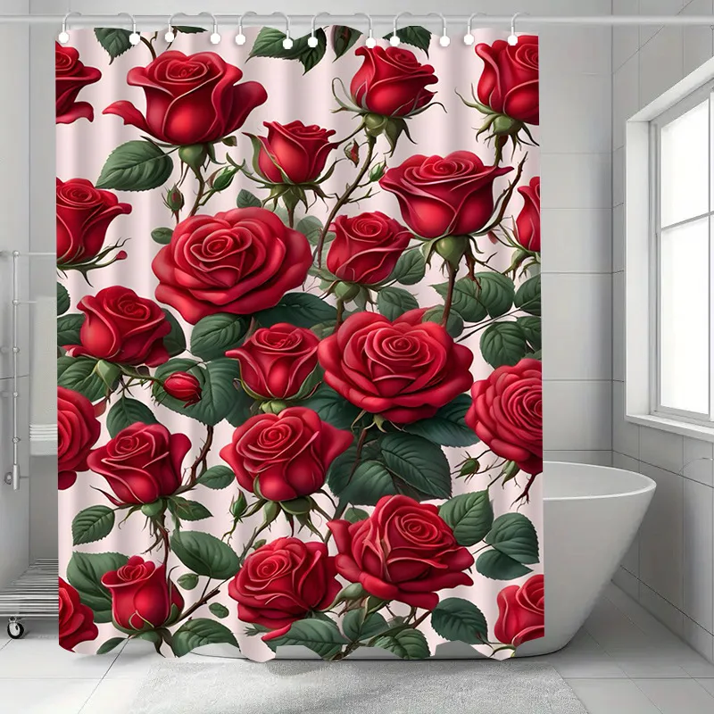 

Красные розы моющаяся грязеотталкивающая занавеска для душа насадка для душа водонепроницаемая полиэстеровая занавеска для ванны для домашнего декора аксессуары