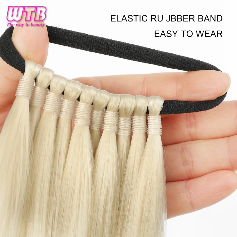 Imagen 5: Extensiones de cabello sintético con cola de caballo, extensiones de peluca larga y recta con banda elástica, cola de caballo trenzada DIY versátil para mujer