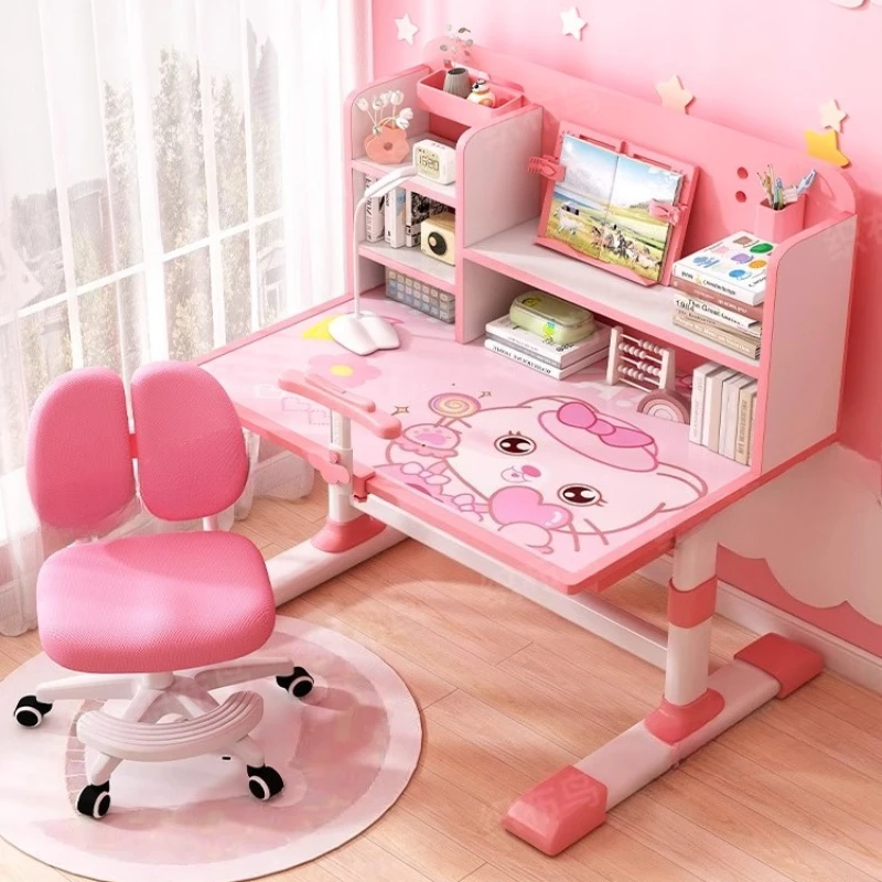

Children's study table can be lifted and lowered, primary school students' home writing desk special desk and chair set