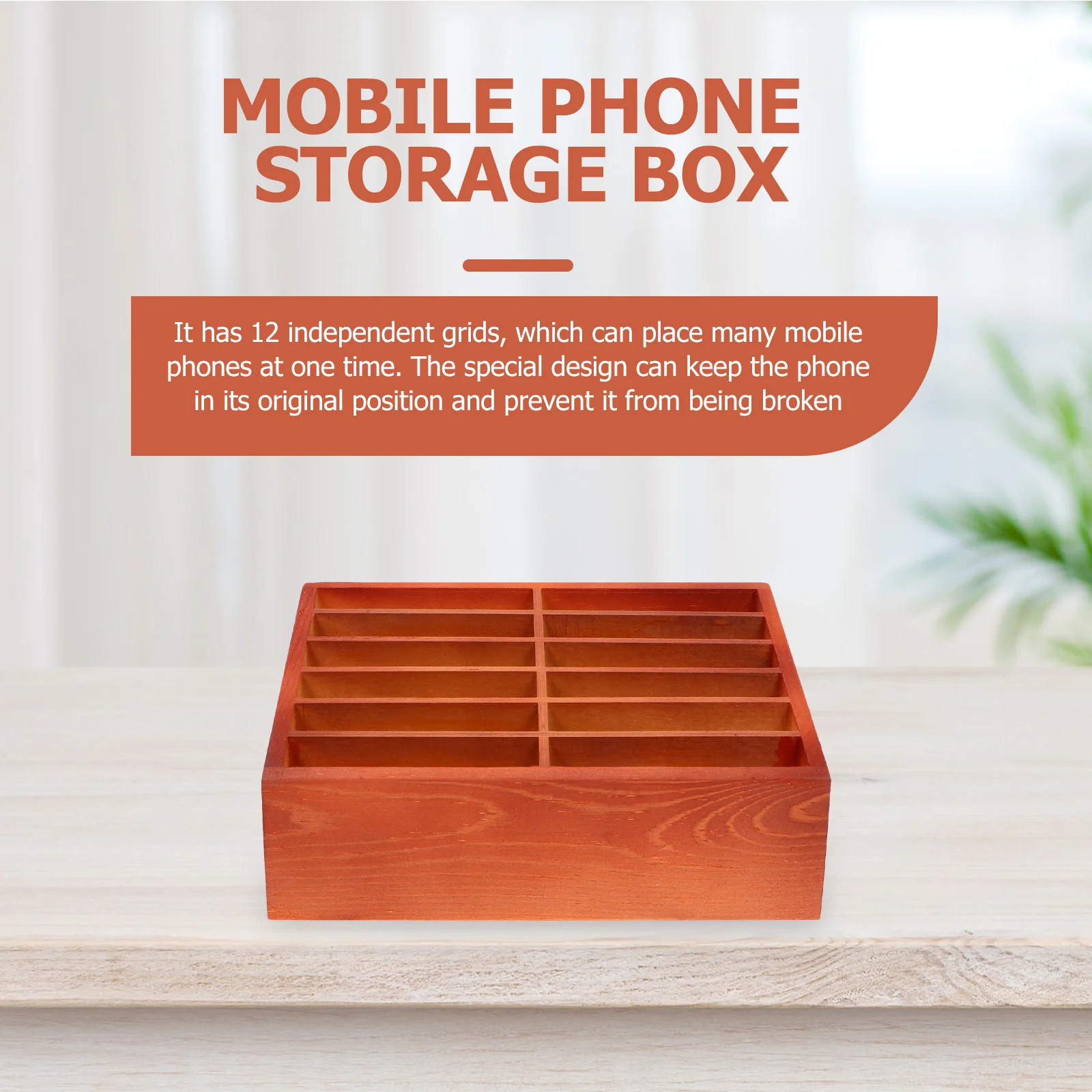

Wooden Phone Storage Box Desktop Organizer Eco-Friendly Natural Wood Display Rack For Classroom Meeting Use