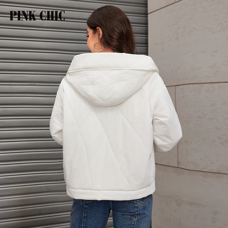 PINK CHIC 2024 New Arrivals Spring Young Fashion Short Thin Cotton Women\'s High Quality Urban Women\'s Track Jacket S3018