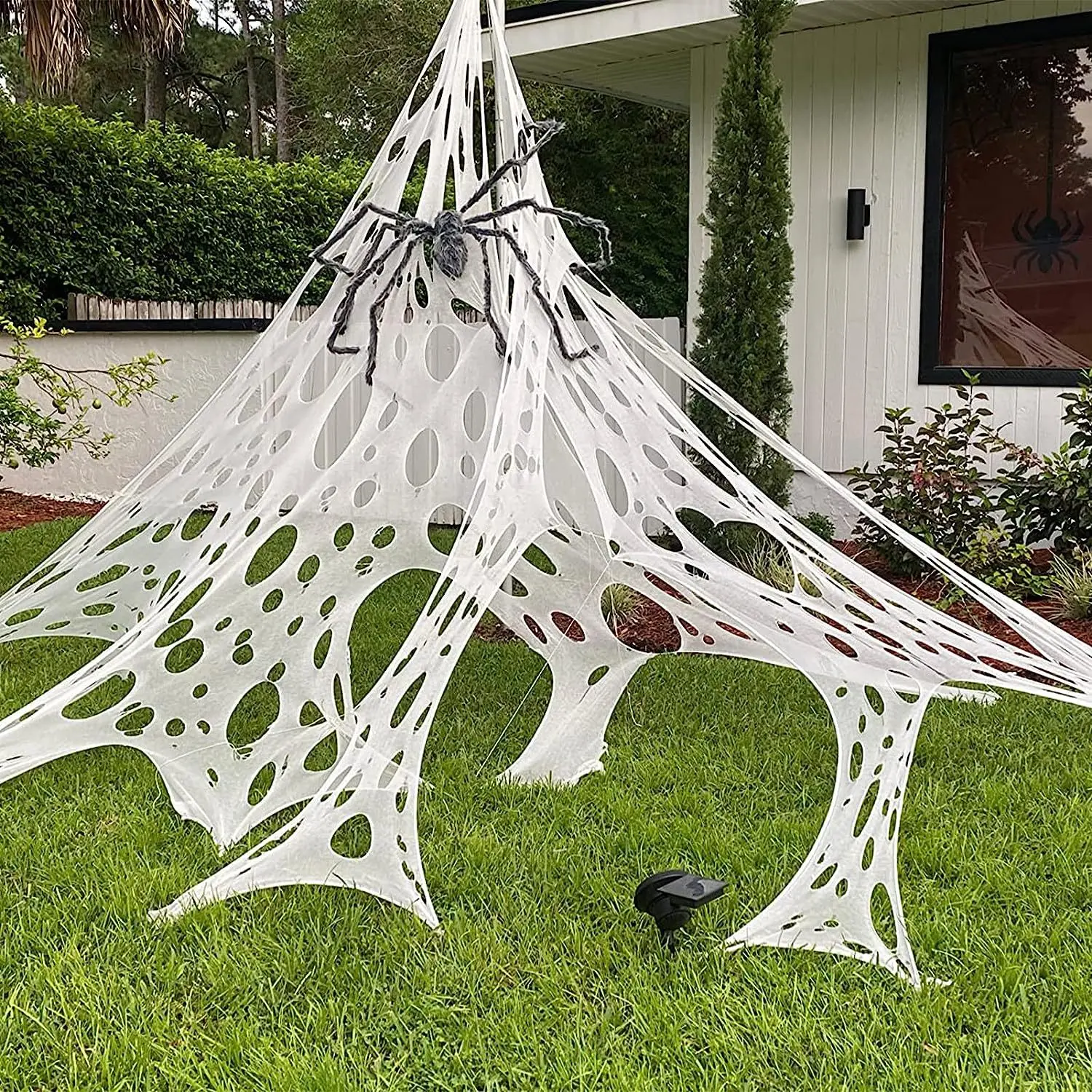 2/4m Halloween Dekorationen im Freien Spinnennetz Riesen dehnbare Netz Spinne Gurtband zerrissen Spinnennetz Spukhaus Requisite Dekor – Detail 6
