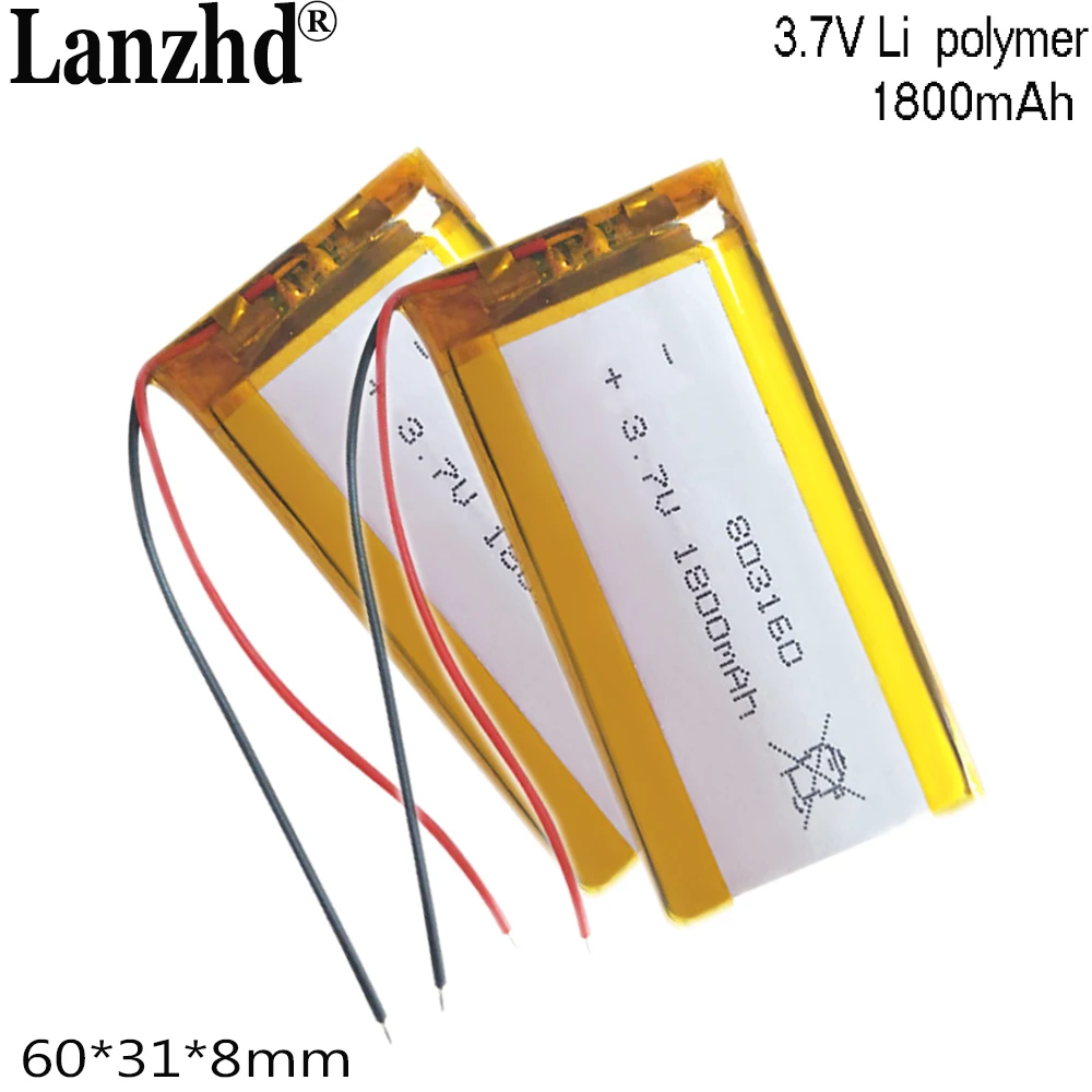 3.7V Polymer lithium battery rechargeable cell For hand warming treasure battery  Mobile power Gps digital camera 1800mAh 803160