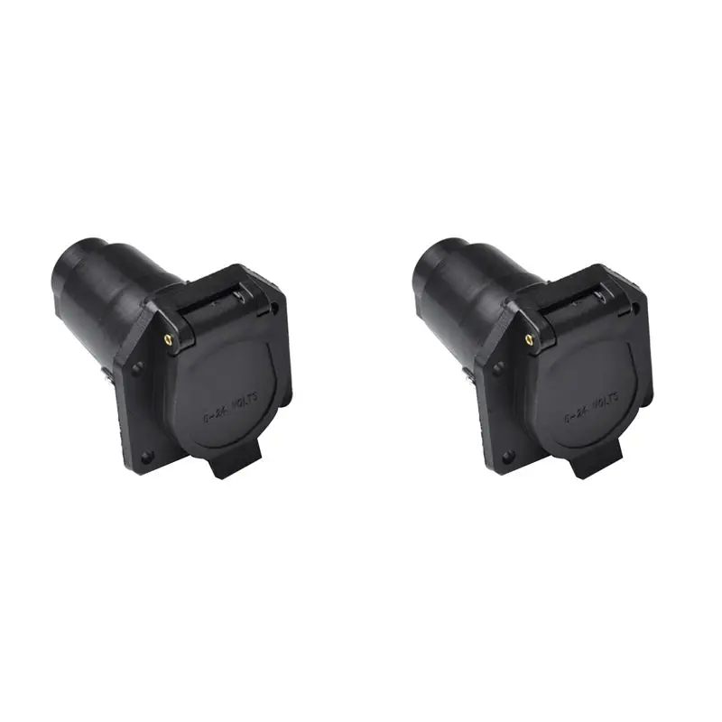 A95E-2X 7 Pin RV Blade Trailer Socket Trailer Wiring Harness Connector Heavy Duty 7 Way Vehicle Side Trailer Socket