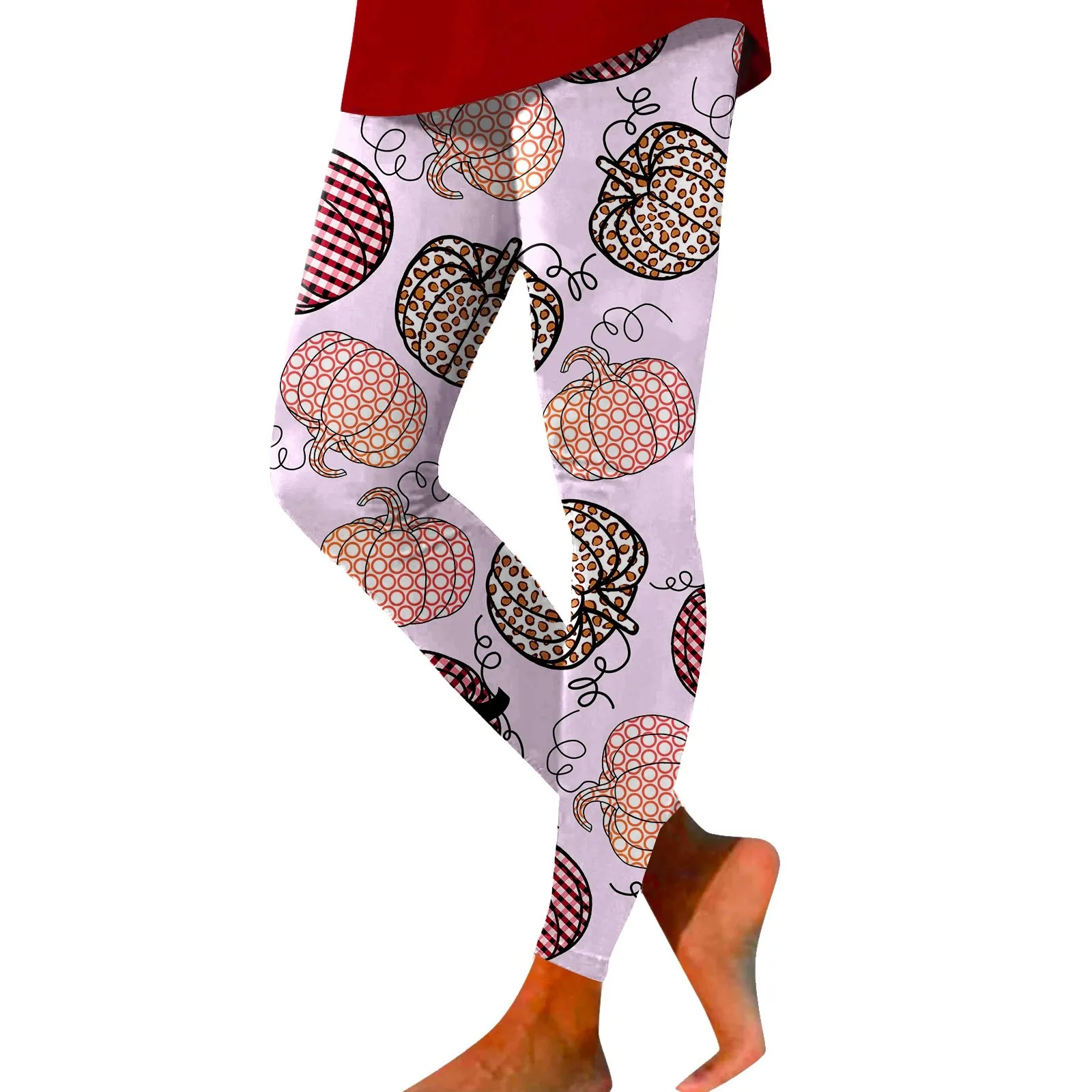 Women's seamless yoga Halloween Pumpkin Print Leggins stretching exercise -suitable for fitness, running, sports -sports pants