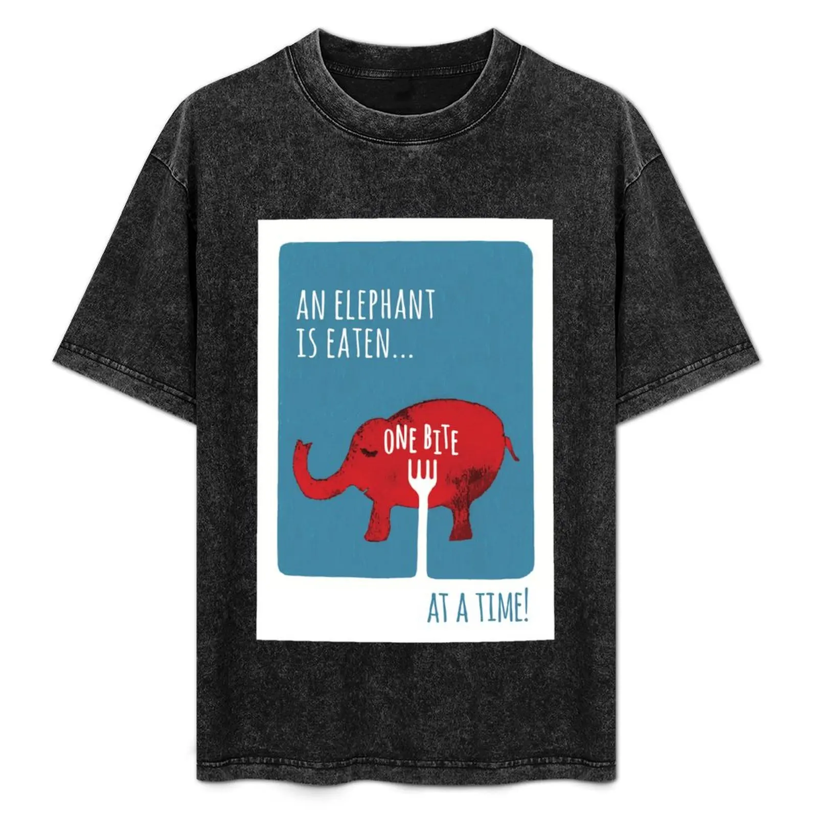 You Eat an Elephant One Bite at a Time' Illustration T-Shirt designer shirts anime figures men t shirts