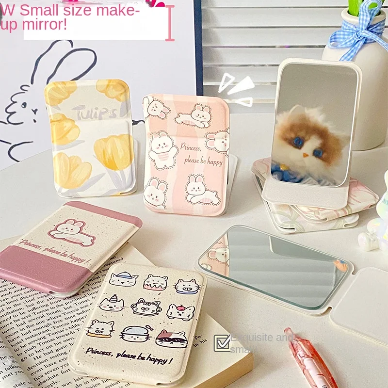 Opvouwbare make-upspiegel Leuke Instagram-stijl Onbreekbaar Draagbaar voor Desktop Dorm Reizen Studenten Compacte make-upspiegel