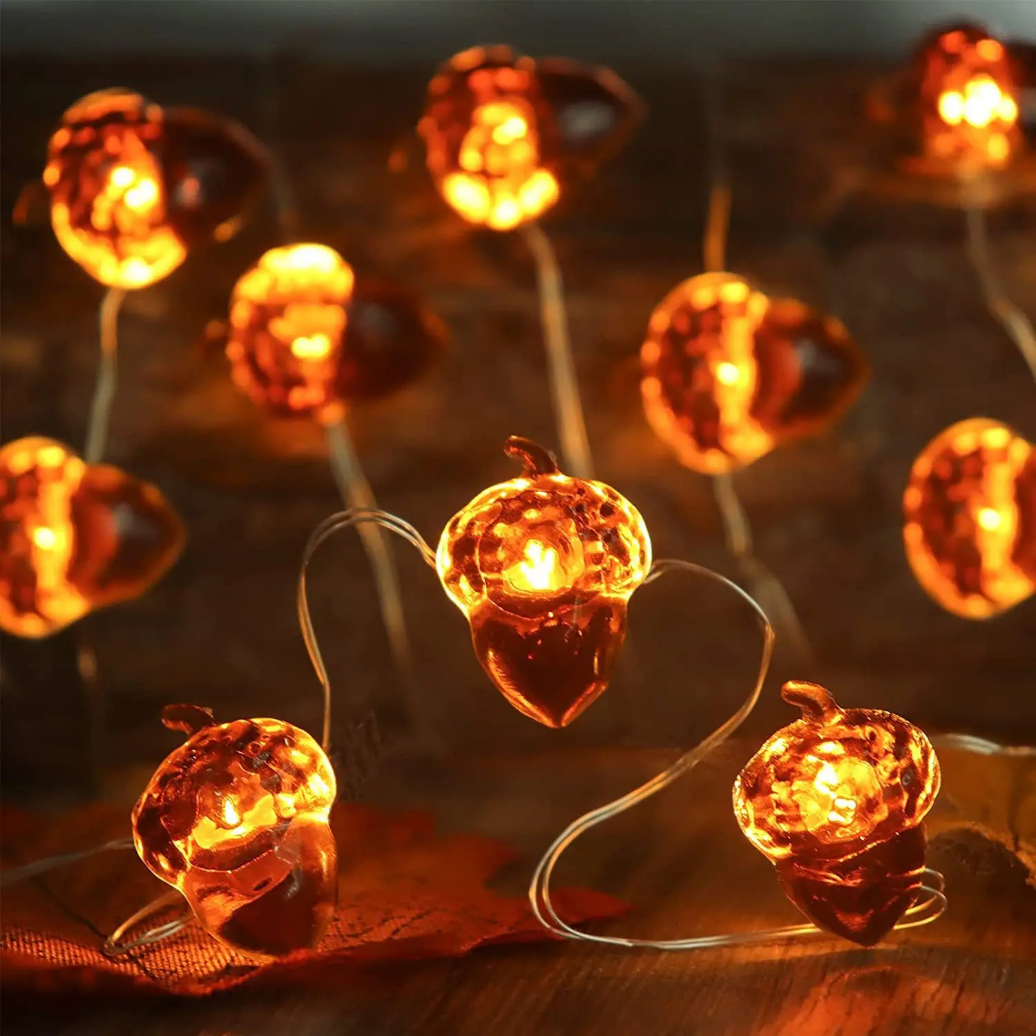 30 LEDs Acorn String Lights Thanksgiving Decorations 9.8ft Fall Lights Forest Decor Fairy Decorative Lights Battery Powered for