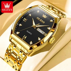 OLEVS Hot Men's Watches Luxury Tonneau Original Top Brand Quartz Watch for Men Waterproof Luminous Week Date Male Wristwatch