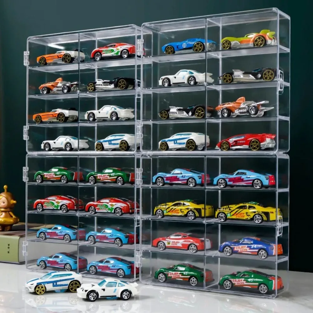 

1/4pcs 8 Grid Car Display Box Dustproof Multipurpose Acrylic Cabinet Rack Stackable Model Car Display