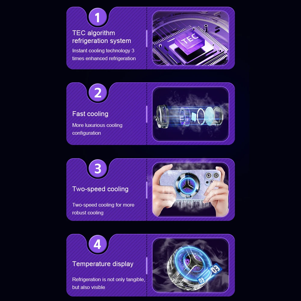 S9 Mobile Phone Game Cooler Magnetic Semiconductor Radiator Cell Phone Live Streaming Cooler For Playing Games Watching Videos