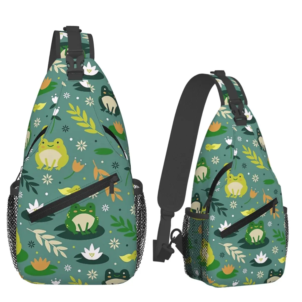 

Cute Frogs Pattern Chest Bag Men Sling Crossbody Backpack Chest Bag Travel Hiking Daypack Shoulder Bag