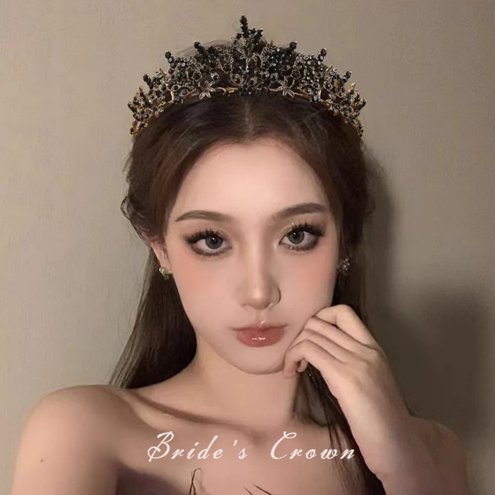 Luxury Elegant Princess Queen Crystal Crown Hair Accessories Rhinestone Bridal Tiara Hair Jewelry for Women Head Jewelry Diadems