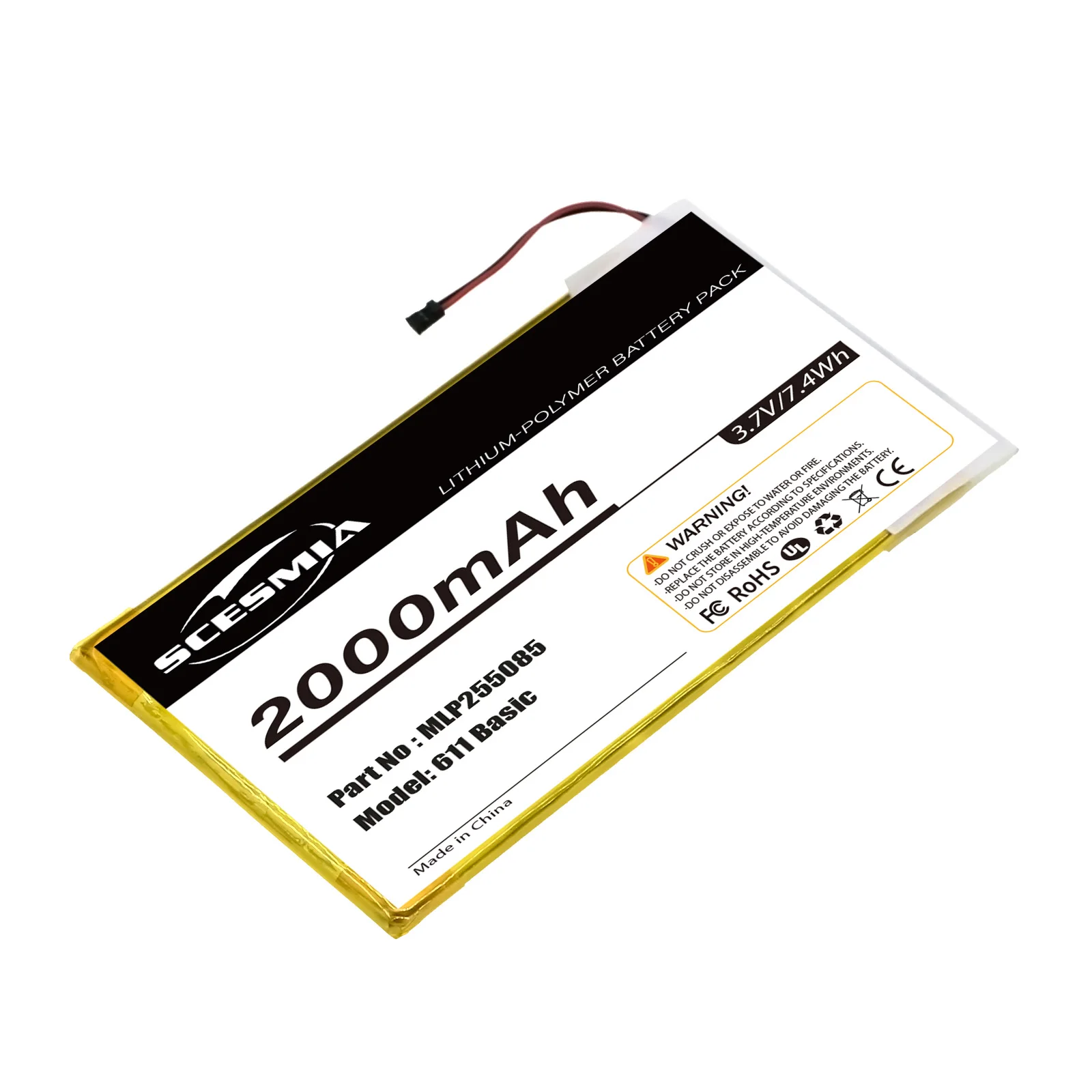 E-book and E-reader Battery 2000mAh MLP255085 for Pocketbook  611 Basic,613 Basic New,Basic Touch 624,Touch Lux 623