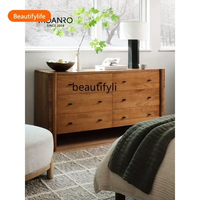 Medieval six-chest cabinet solid wood locker French storage cabinet retro living room multi-function