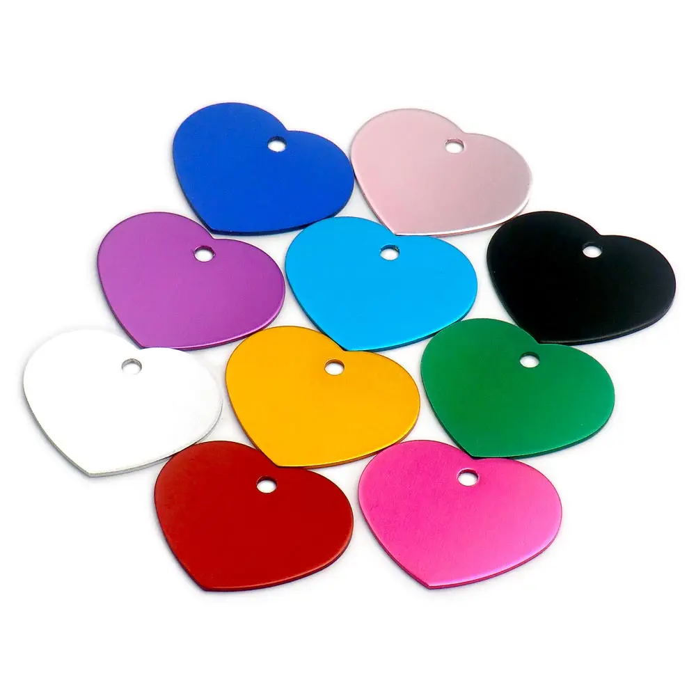 

100PCS Pet ID Tag Pendant Heart Custom Logo Pet Dog Tag Personalized Cat And Dog Blank Key chain Anti-Lost Pet Supplies Wholesal