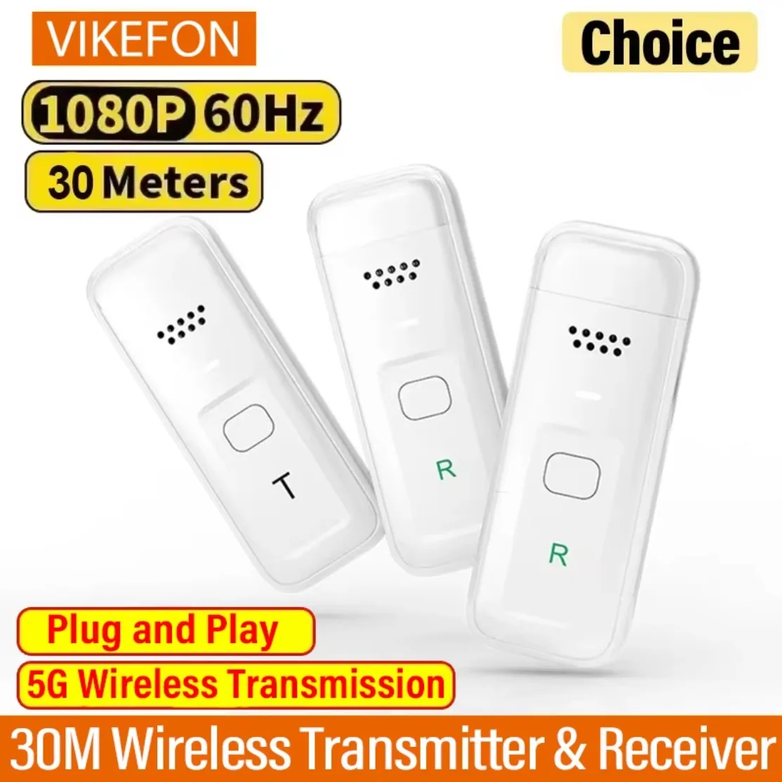 Wireless HDMI-Compatible Video Transmitter Receiver Kits Extender Adapter TV Stick Dongle 1080P for Monitor Projector Laptops PC