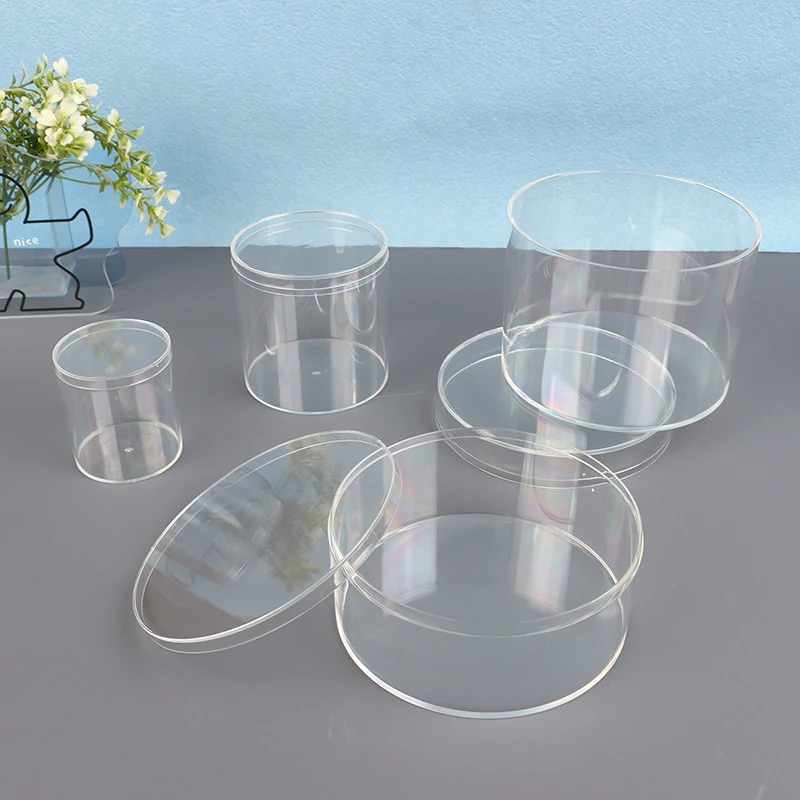 New Acrylic Candy Box Transparent Plastic Round Cake Dessert Box Chocolate Wedding Party Favor Packaging Storage Container