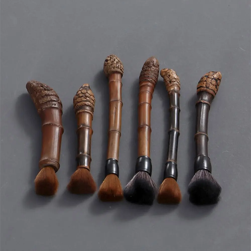 

Vintage Carbonized Bamboo Root Teapot Pen Chinese Style Easy To Clean Tea Cup Cleaner Long Handle Portable Tea Brushes Household