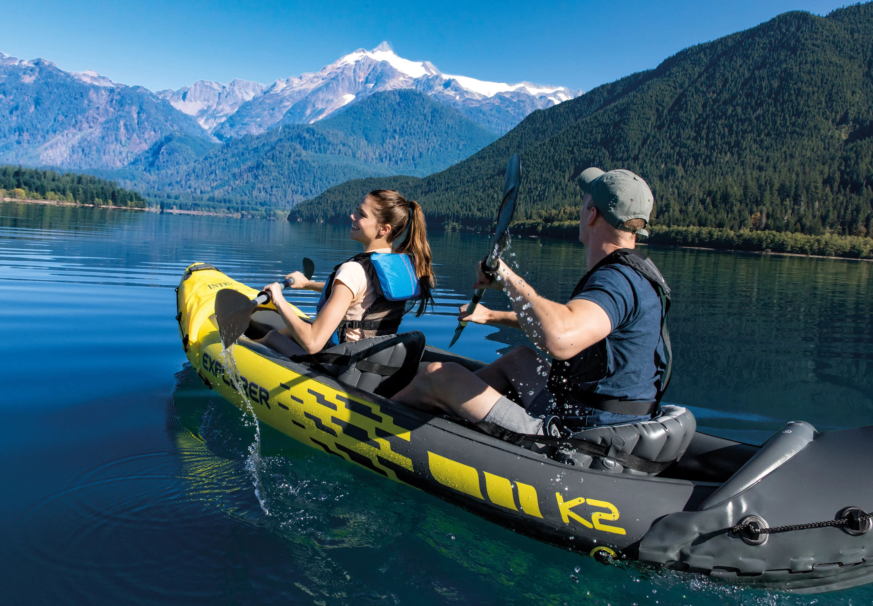 

Intex 68307 Inflatable K2 Canoe Thickened Pontoon Boat Inflatable Kayak