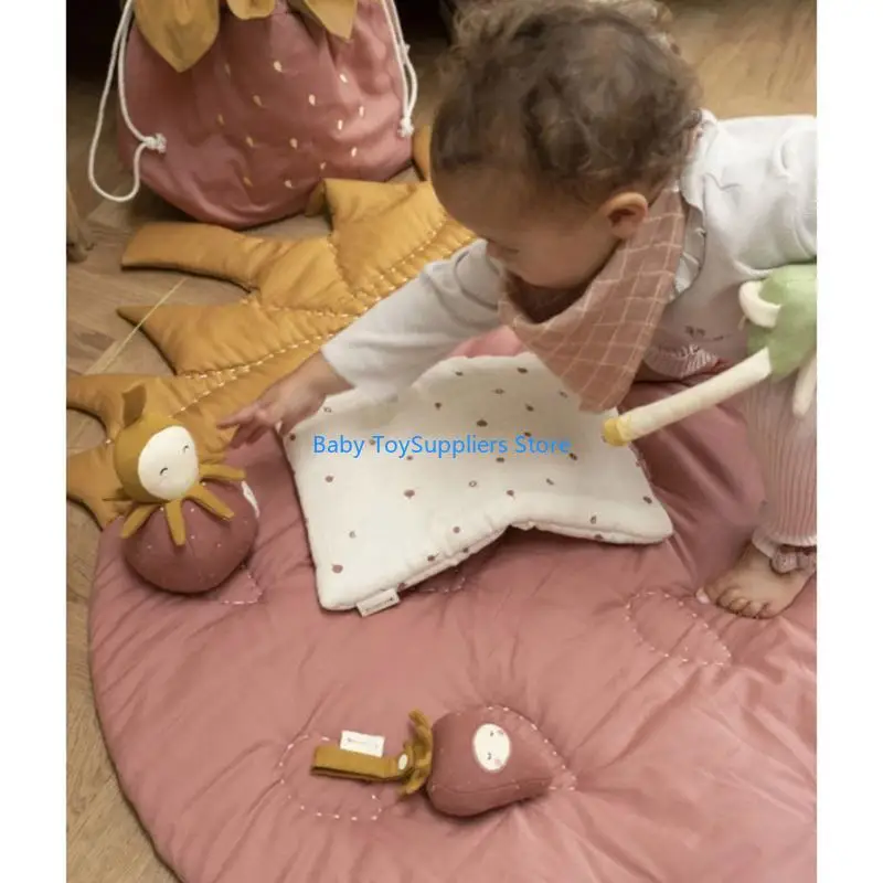 R1WF سجادة أرضية قطنية للأطفال للزحف للعب سجادة سجادة لتزيين بطانية غرفة الأطفال