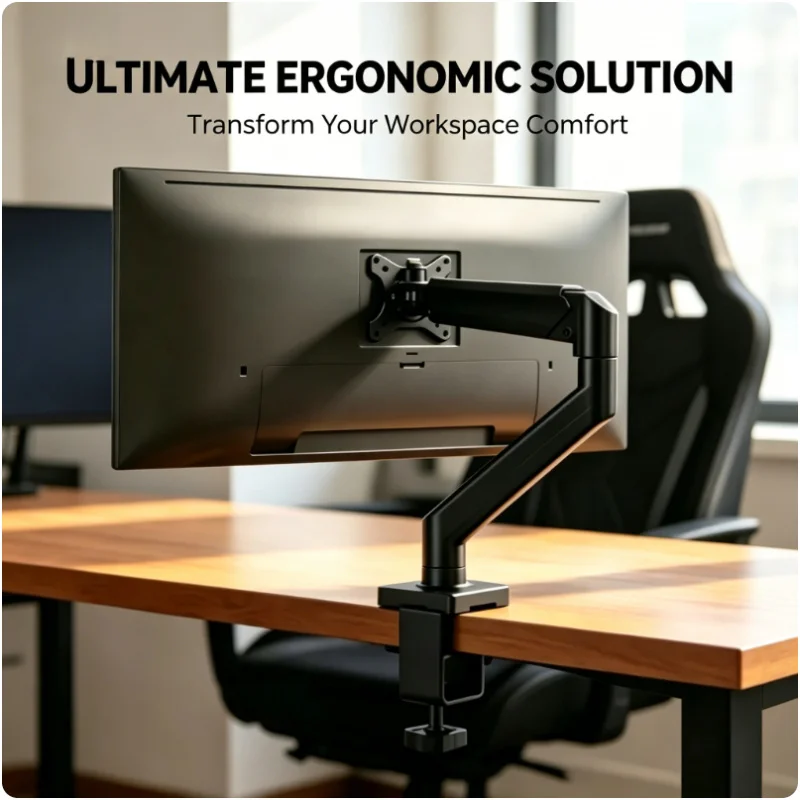 14-32 Zoll Einzelmonitorarm Höhenverstellbare Tischhalterung C-Klemme & Kabeldurchführung Monitorständer für Home Office