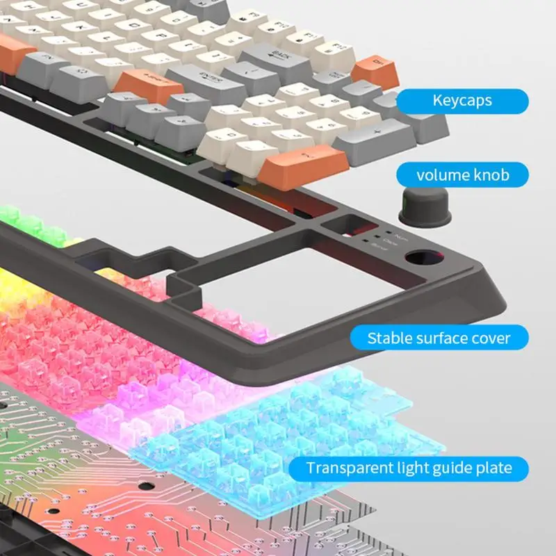 

Трехцветная игровая игровая клавиатура K82, светящаяся проводная USB-клавиатура для настольного ПК/ноутбука, 94 клавиши, механическая клавиатура с подсветкой