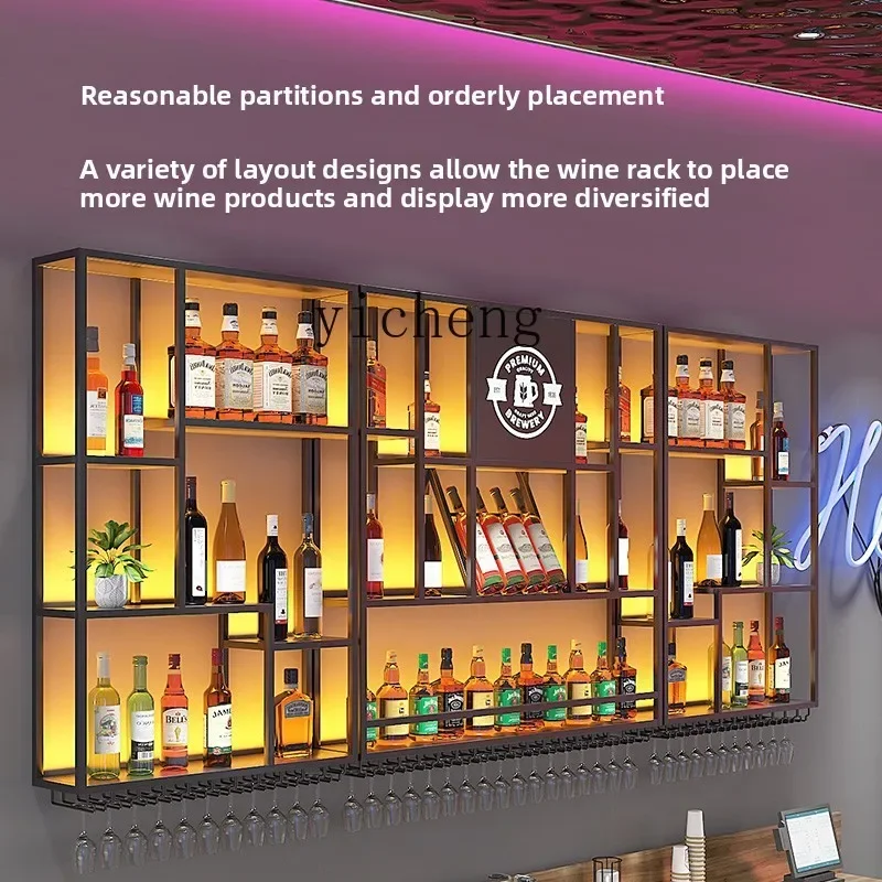 DSA  wrought iron creative restaurant wine bar counter wine cabinet wine rack industrial wind display stand