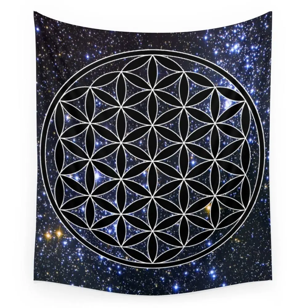 

Flower Of Life In The Space Tapestry Wall Hanging Blanket Bedroom Bedspread Throw Cover Home Decor Beach Mat Tapestries