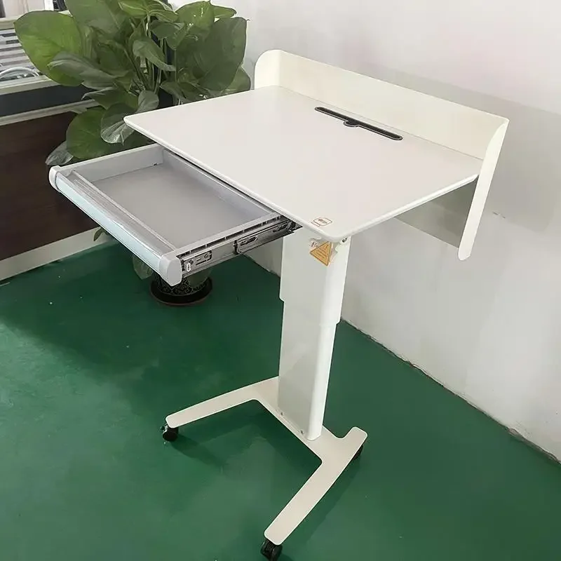 Standing lift podium, white simple classroom mobile small office conference podium table