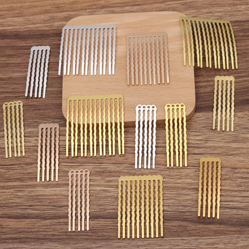 BoYuTe (20 Pieces/Lot) 50mm Height 5/10/13 Teeth Metal Brass Hair Comb Materials Diy Handmade Hair Accessories