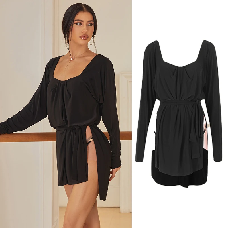 

ZYM Adults Long Sleeves Latin Dance Dress Women Backless Latin Dance Competition Dress Ladies Ballroom Dance Suits SL14714