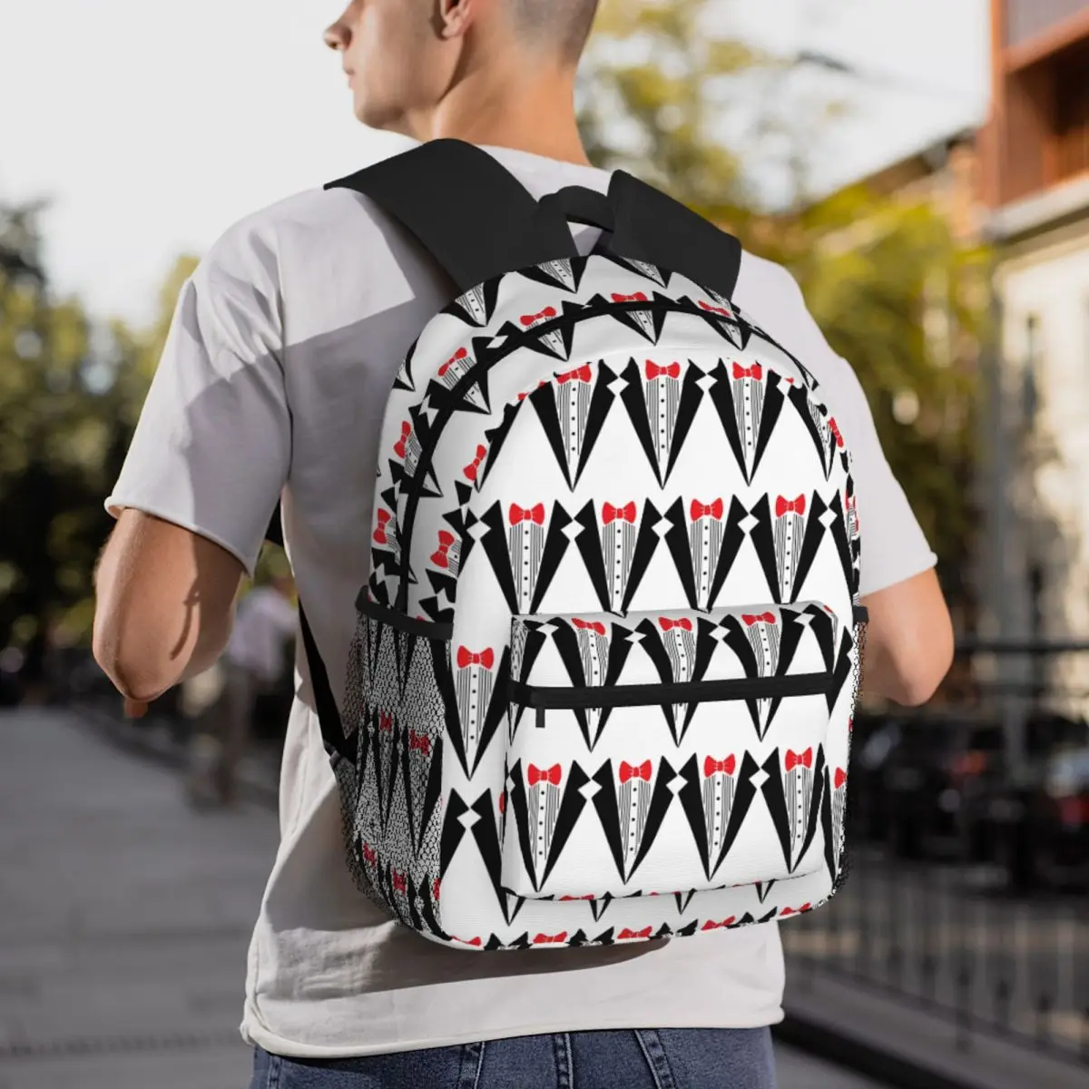 

Suit Tuxedo Design With Bowtie Backpack Daypack Large Capacity Kids BookBag School Bag Shoulder Bags for Men Women